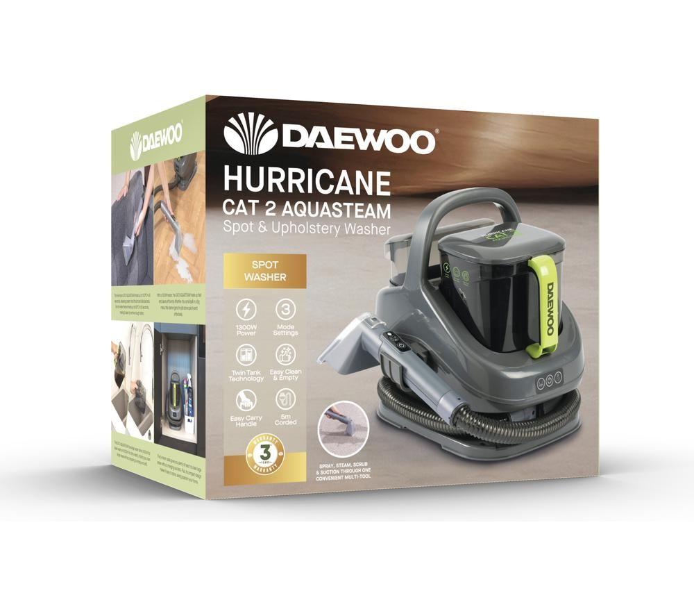 DAEWOO Hurricane Cat 2 Aquasteam FLR00192GE Upholstery and Carpet Spot Washer - Green & Grey image number 10 of 11
