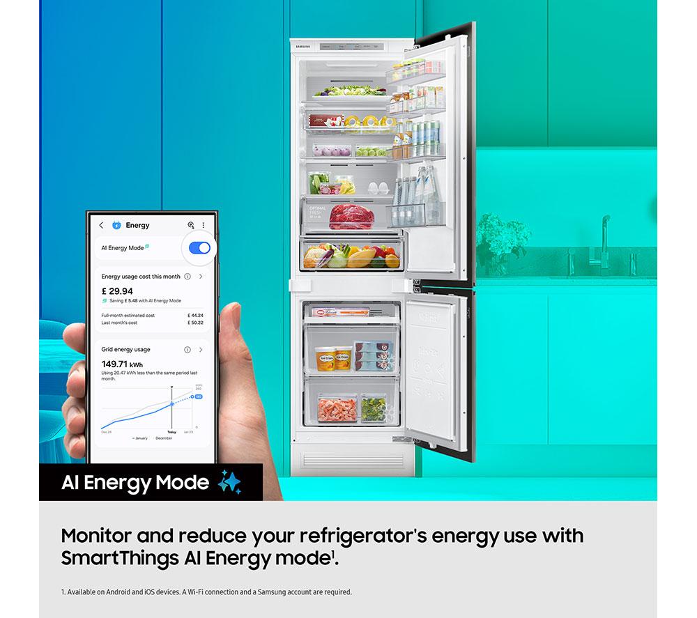 SAMSUNG Series 7 SpaceMax BRB80F26ADS0EU Integrated Smart 70/30 Fridge Freezer - Sliding Hinge image number 6 of 10