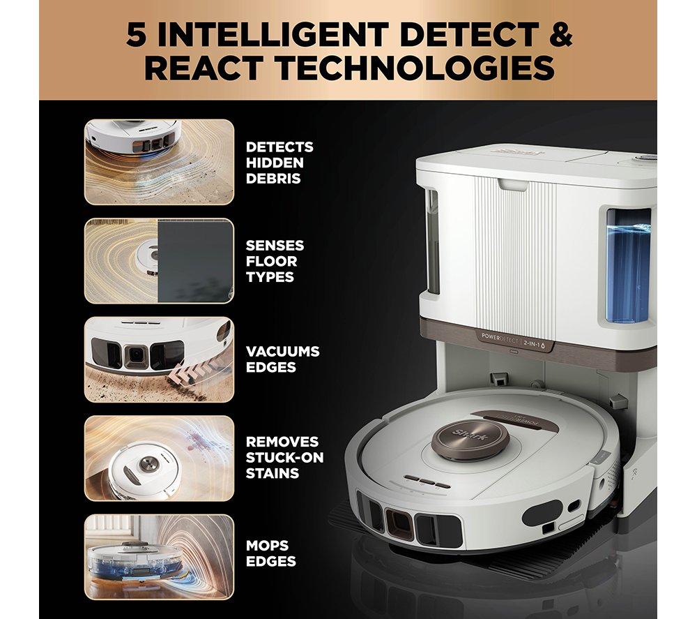 SHARK PowerDetect NeverTouch Pro RV2800ZEUKWH 2-in-1 Robot Vacuum Cleaner - White image number 7 of 14