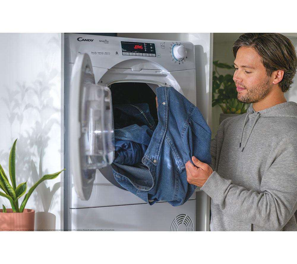 CANDY Smart Pro CROE C9TE-80 WiFi-enabled 9 kg Condenser Tumble Dryer - White image number 3 of 6