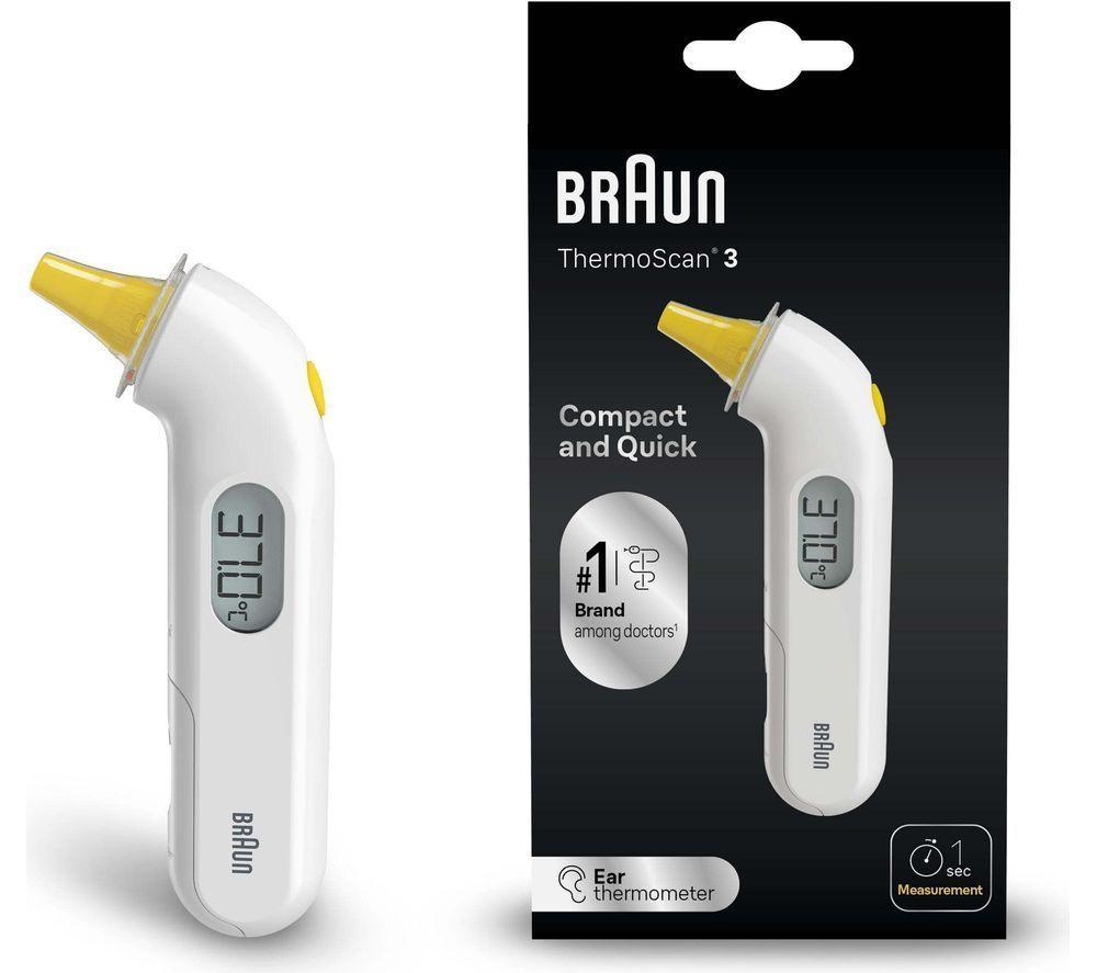 BRAUN ThermoScan 3 IRT 3030 Ear Thermometer - White and Yellow image number 3 of 3