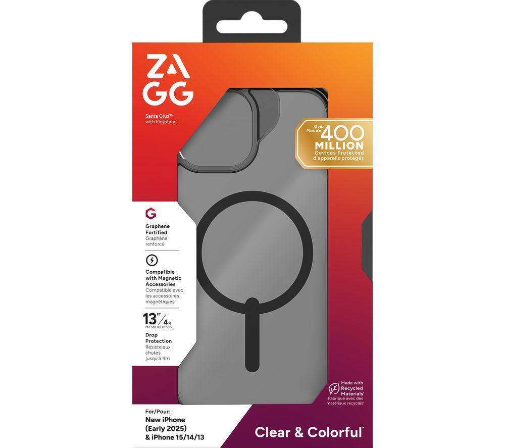 ZAGG Santa Cruz iPhone 17e / 16e / 15 / 14 / 13 Case - Clear & Black image number 3 of 3