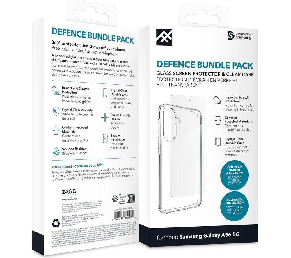 ZAGG Defence Galaxy A56 Clear Case & Screen Protector Bundle - Clear image number 3 of 3