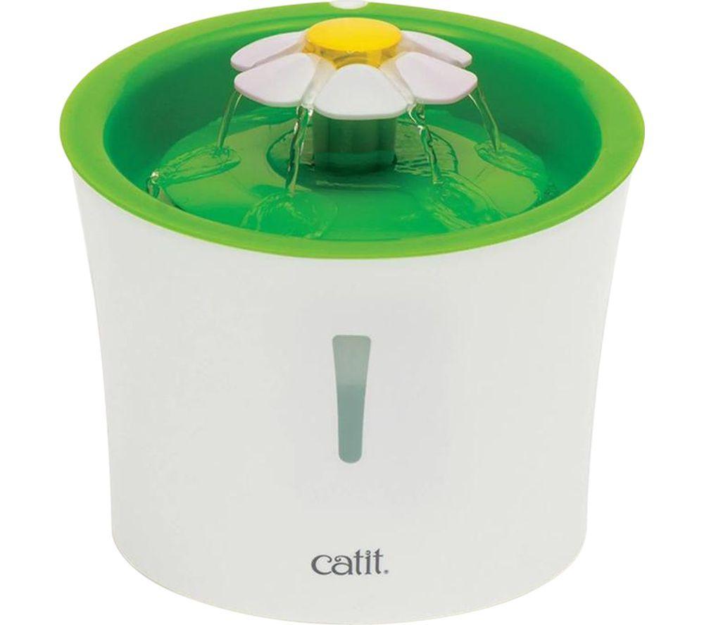 CATIT Flower Water Fountain - White, White,Green