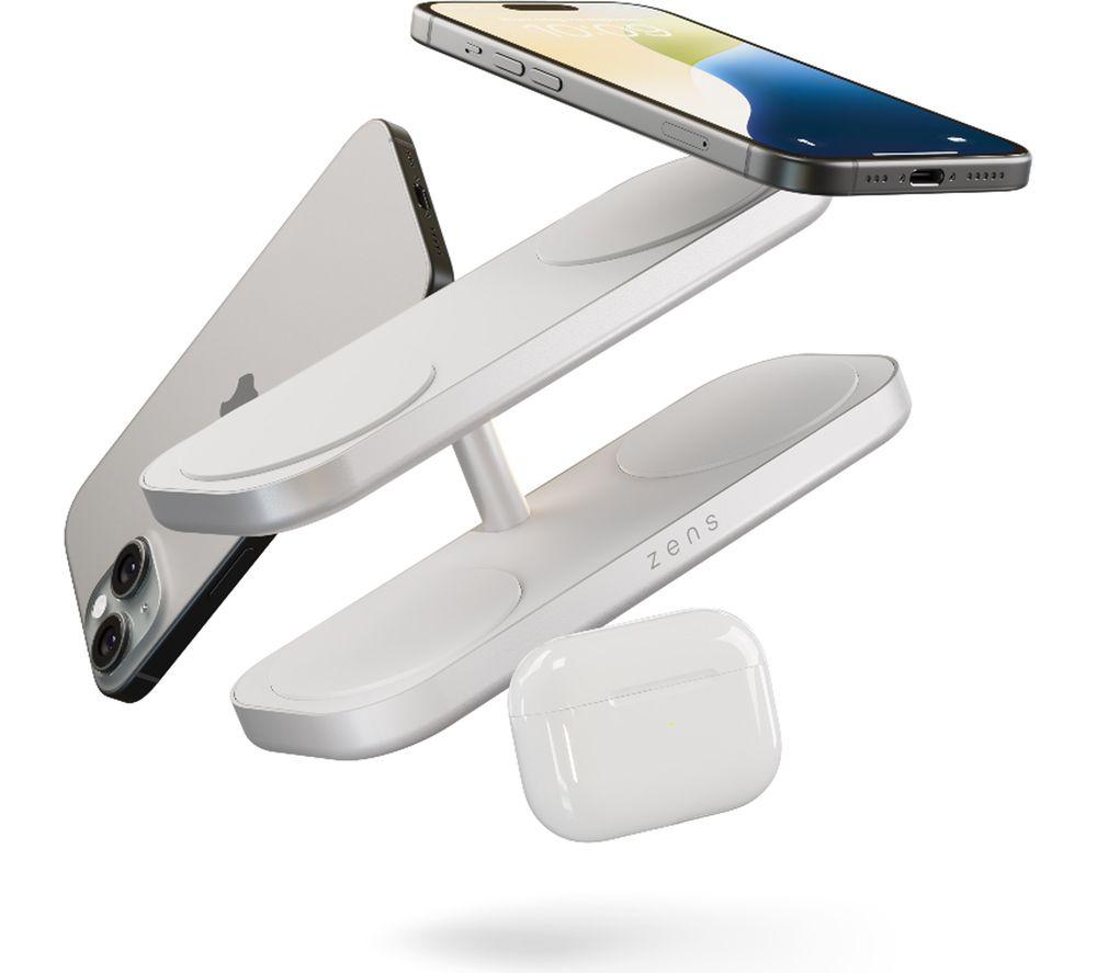 ZENS Quattro Pro 4 Qi2 4-in-1 Magnetic 15 W Wireless Charger - White image number 4 of 4