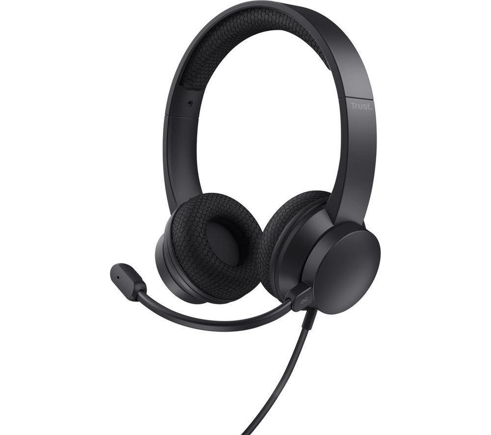 Trust Ayda Headset With Noise-Cancelling Microphone - Black, Black
