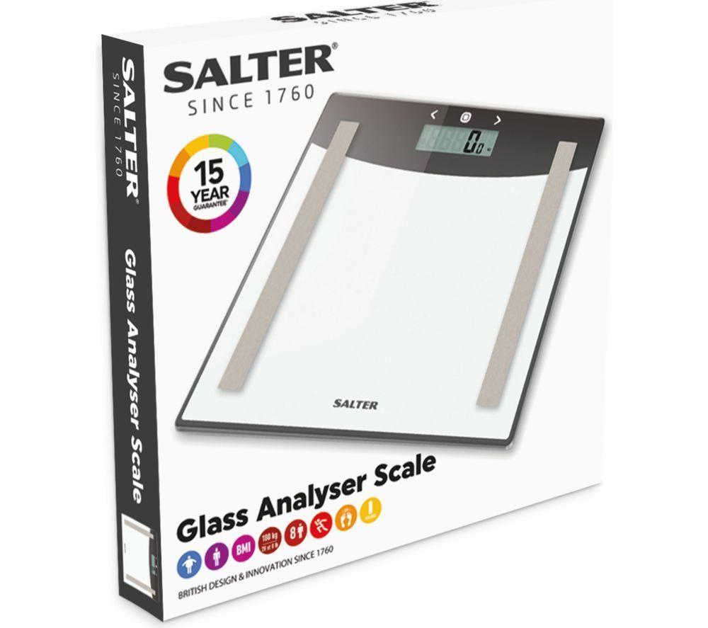 SALTER 9137 Glass Analyser Bathroom Scale- Silver image number 4 of 5
