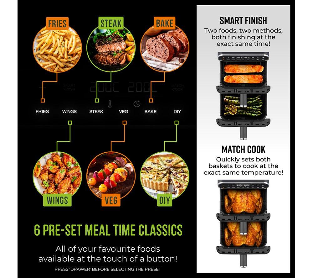 TOWER Vortx T17190 Dual Basket Air Fryer - Black image number 4 of 8