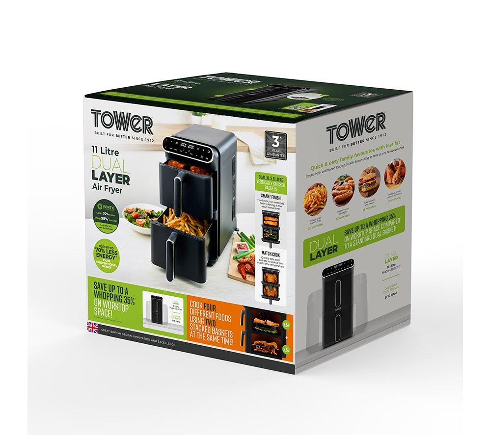 TOWER Vortx T17190 Dual Basket Air Fryer - Black image number 8 of 8