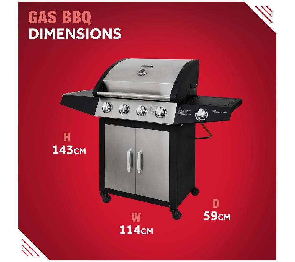 GEORGE FOREMAN GFGBBQ4B1SS3-C 4 Burner Gas BBQ - Black image number 2 of 17