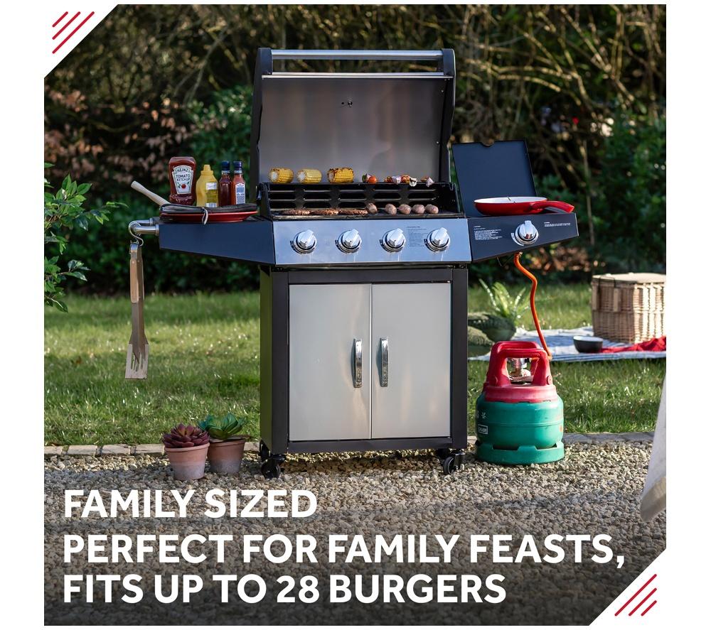 GEORGE FOREMAN GFGBBQ4B1SS3-C 4 Burner Gas BBQ - Black image number 3 of 17