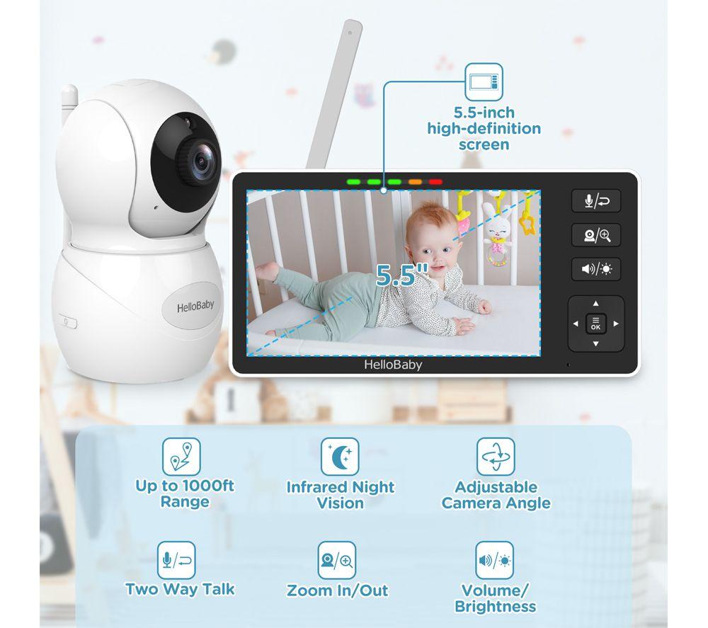 HELLOBABY HB6082L 5.5" LCD Display Baby Monitor - White image number 6 of 7