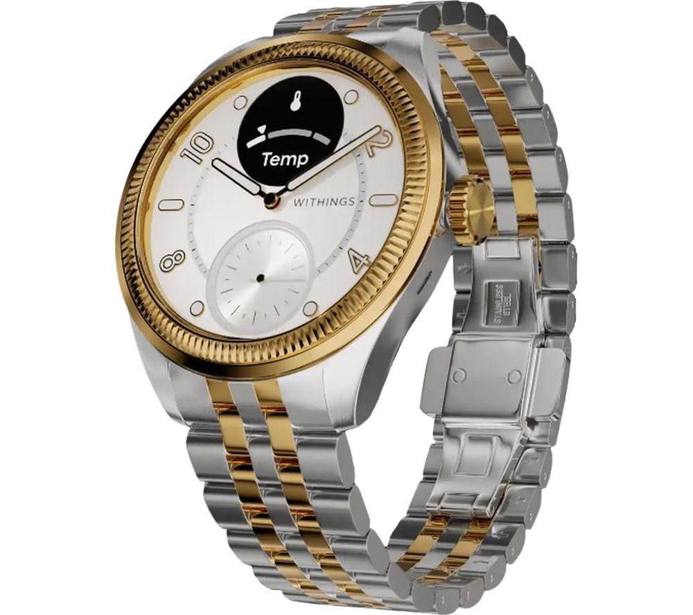 Withings Scanwatch Nova Brilliant Hybrid Smart Watch - Gold, 39 Mm, Gold,Silver/Grey