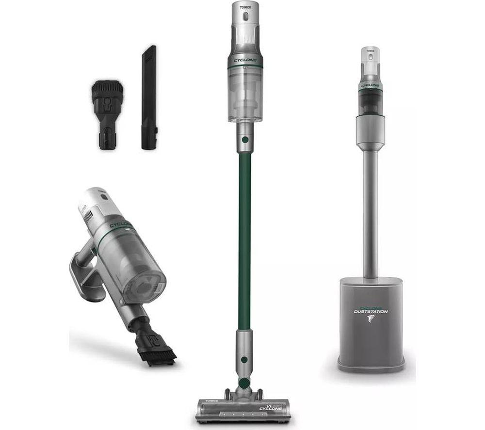 TOWER Cyclone Dust Station VL220 Cordless Vacuum Cleaner - Titanium image number 2 of 13