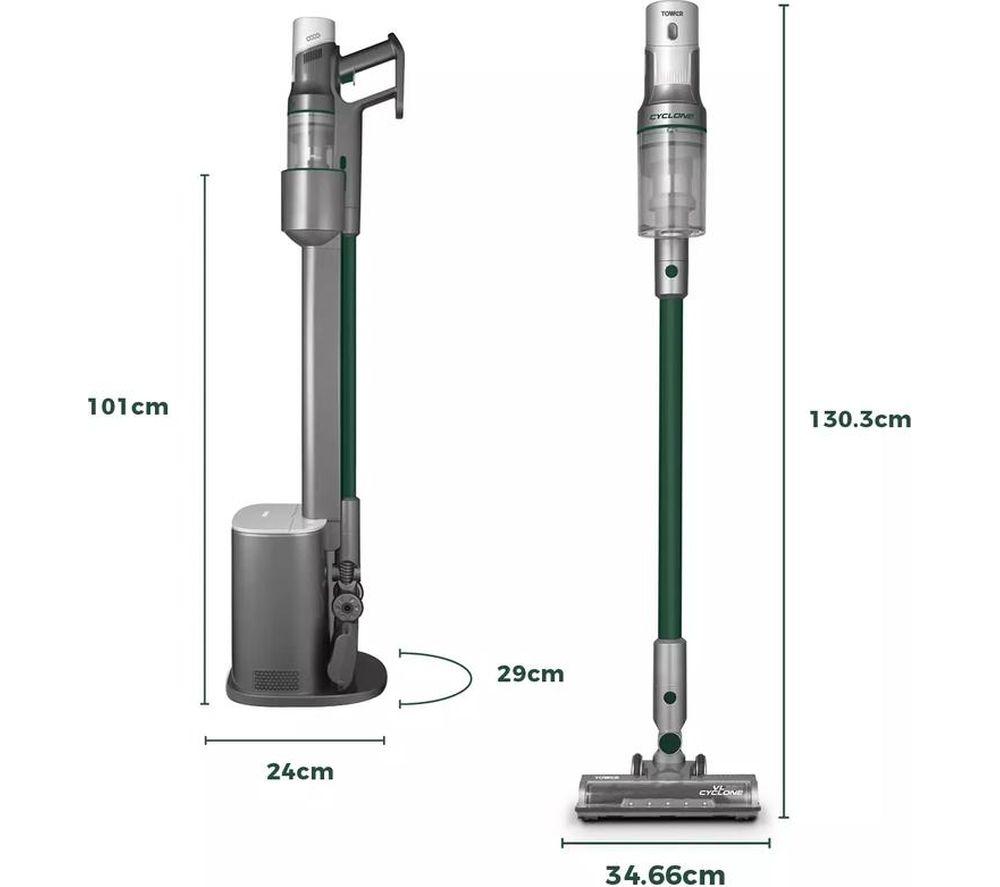 TOWER Cyclone Dust Station VL220 Cordless Vacuum Cleaner - Titanium image number 3 of 13