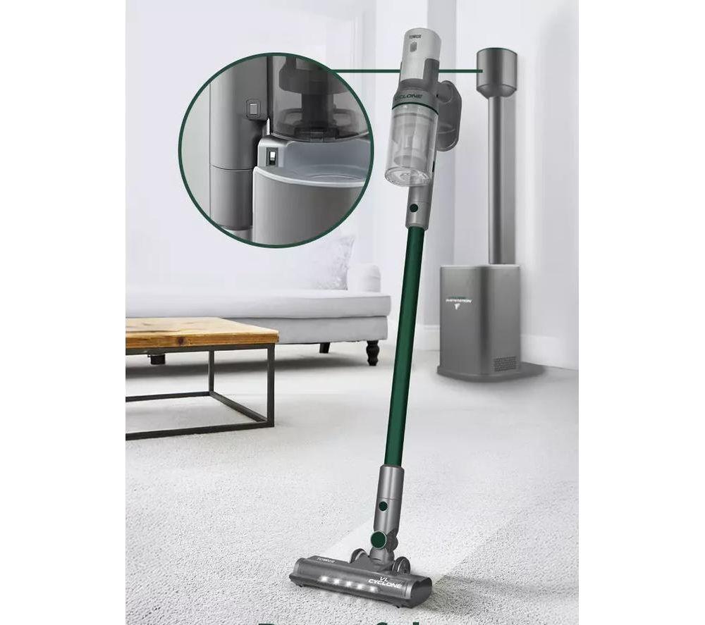 TOWER Cyclone Dust Station VL220 Cordless Vacuum Cleaner - Titanium image number 10 of 13