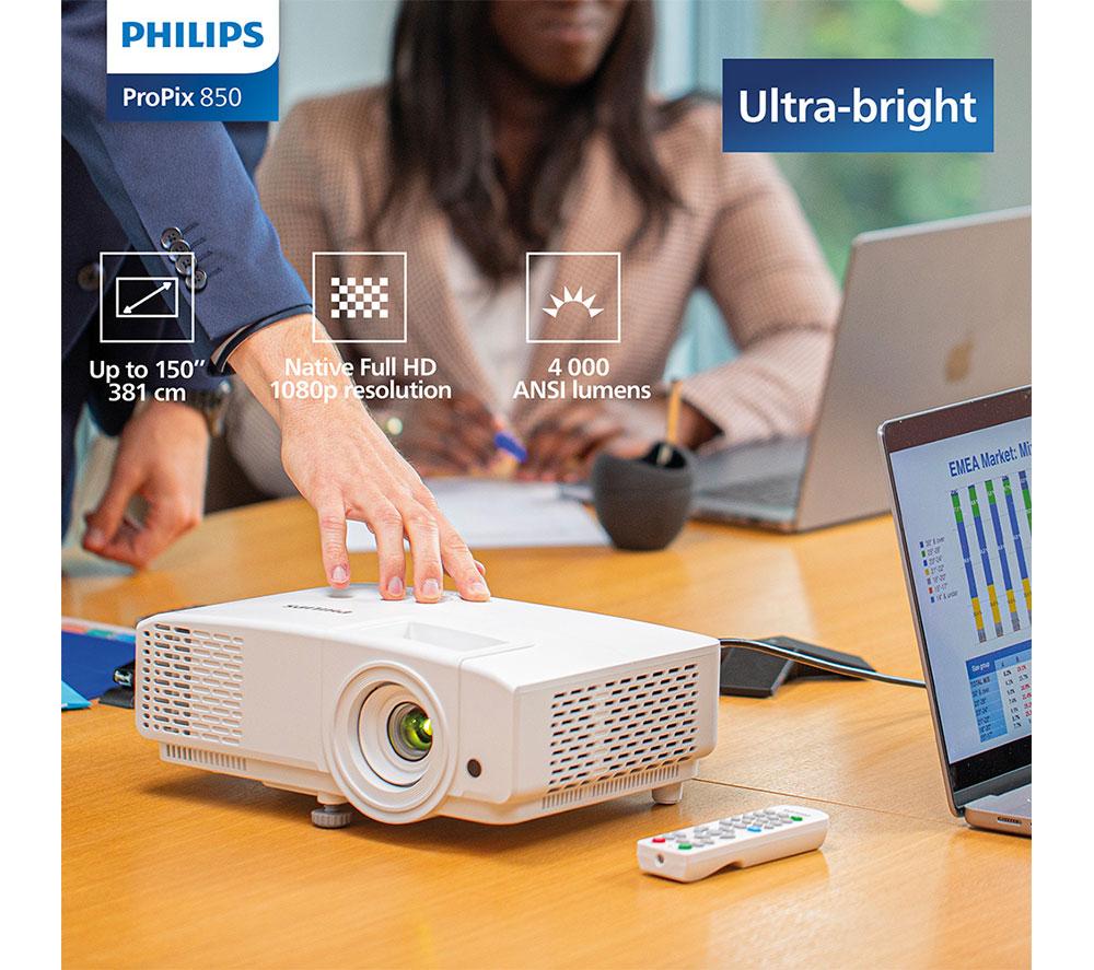PHILIPS ProPix PRX850 Full HD Office Projector - White image number 6 of 11