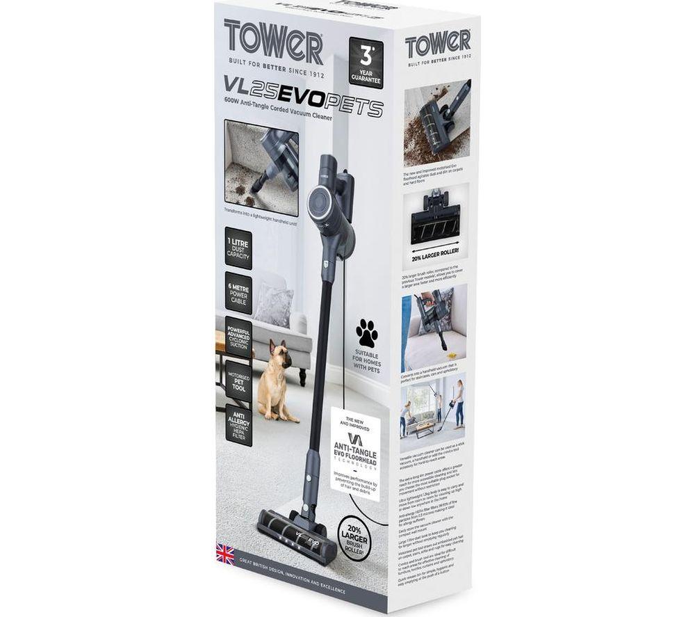 TOWER Evo Pets VL25 Upright Bagless Vacuum Cleaner - Black image number 3 of 3