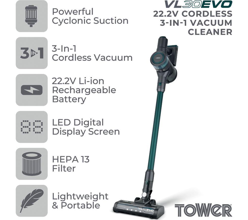TOWER Evo VL30 Cordless Vacuum Cleaner - Emerald image number 4 of 8