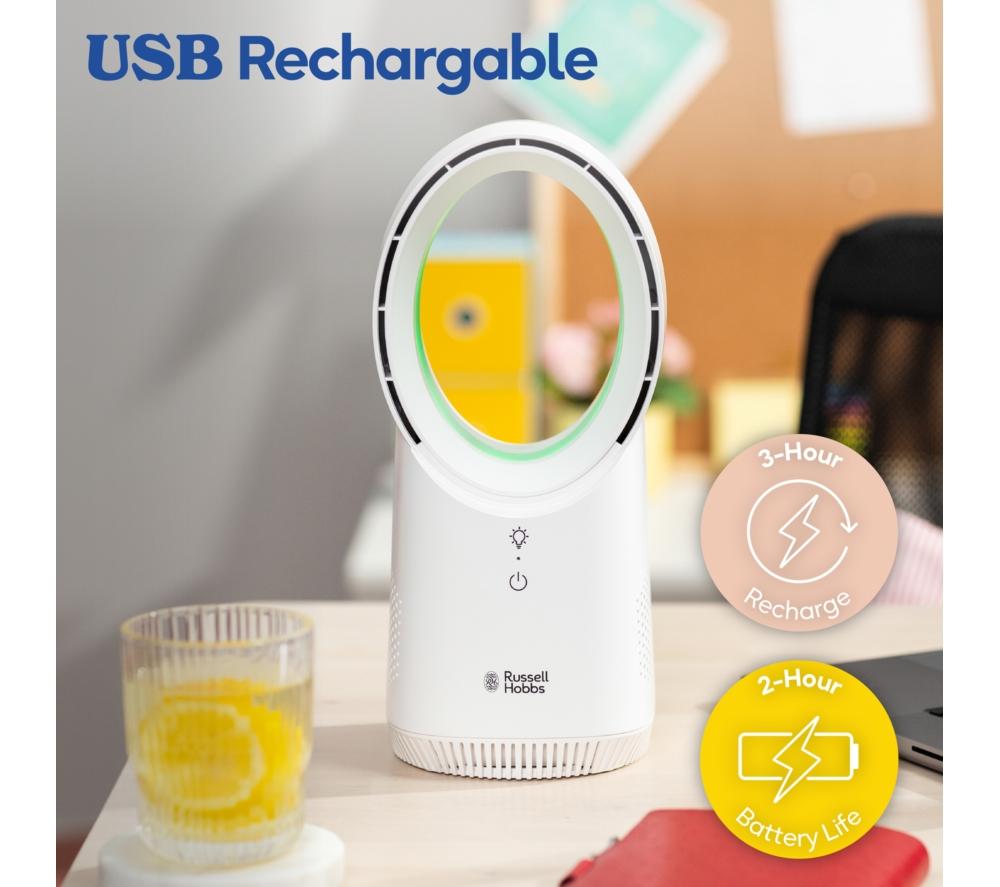 RUSSELL HOBBS RHBLDLUSB25 5" Bladeless Tower Fan - White image number 4 of 14