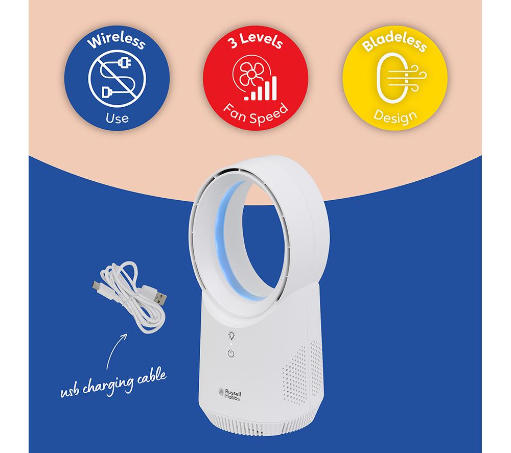 RUSSELL HOBBS RHBLDLUSB25 5" Bladeless Tower Fan - White image number 10 of 14