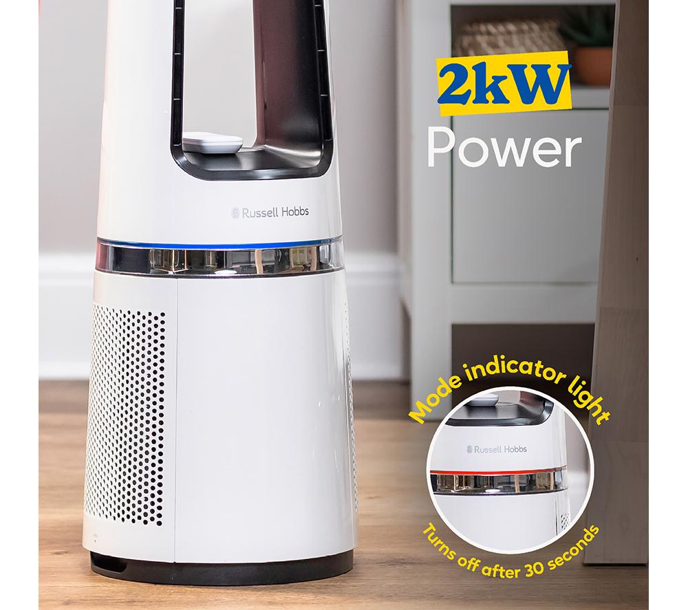 RUSSELL HOBBS RHBLDL25W Hot & Cool Bladeless Tower Fan - White image number 3 of 16