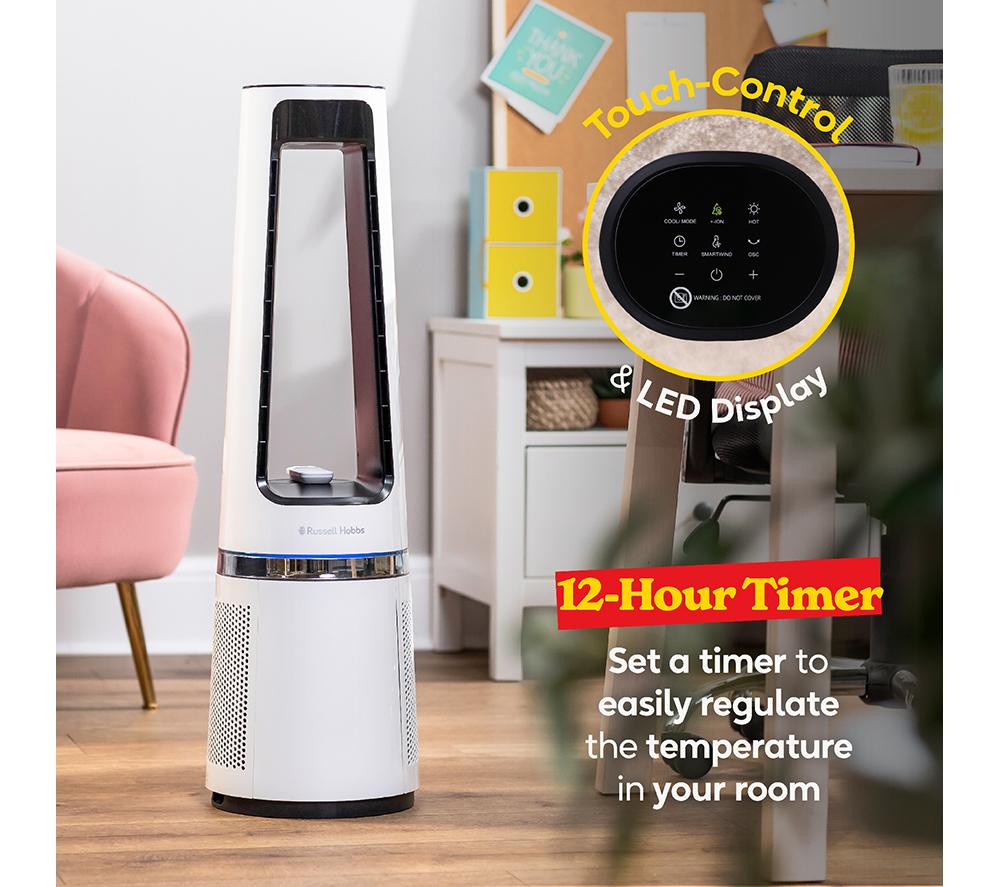 RUSSELL HOBBS RHBLDL25W Hot & Cool Bladeless Tower Fan - White image number 4 of 16