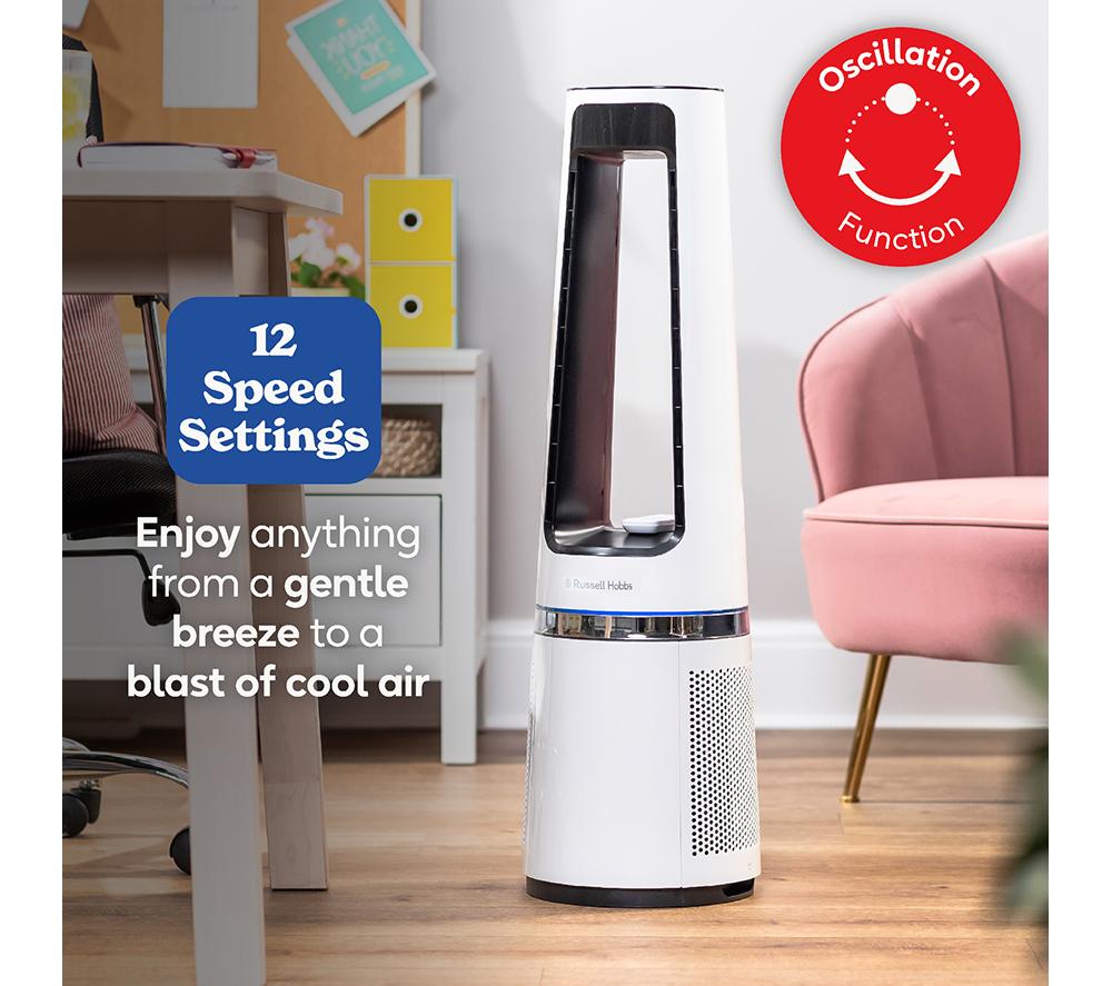 RUSSELL HOBBS RHBLDL25W Hot & Cool Bladeless Tower Fan - White image number 5 of 16
