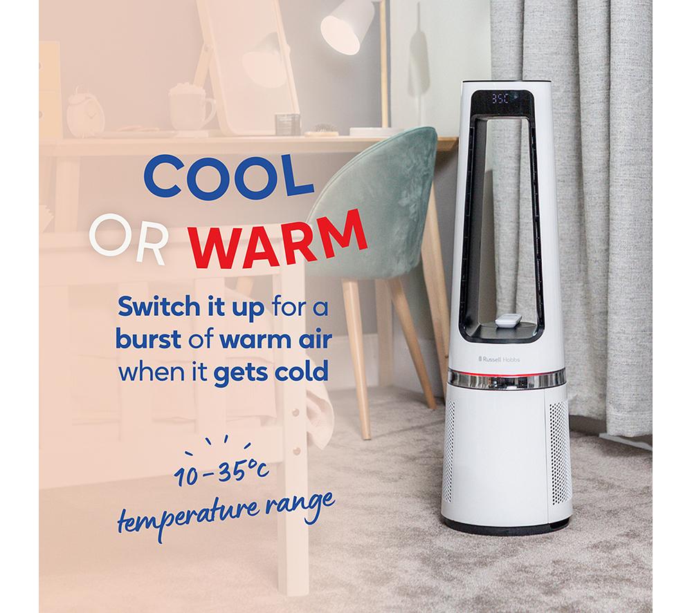 RUSSELL HOBBS RHBLDL25W Hot & Cool Bladeless Tower Fan - White image number 6 of 16