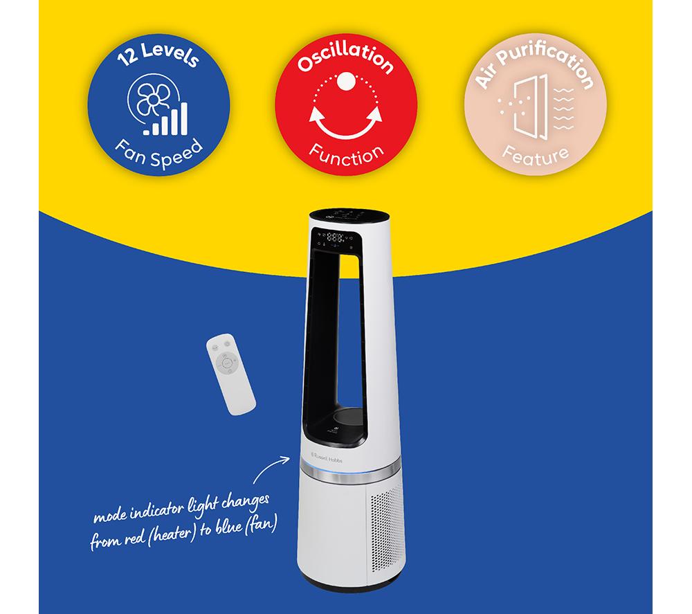 RUSSELL HOBBS RHBLDL25W Hot & Cool Bladeless Tower Fan - White image number 14 of 16