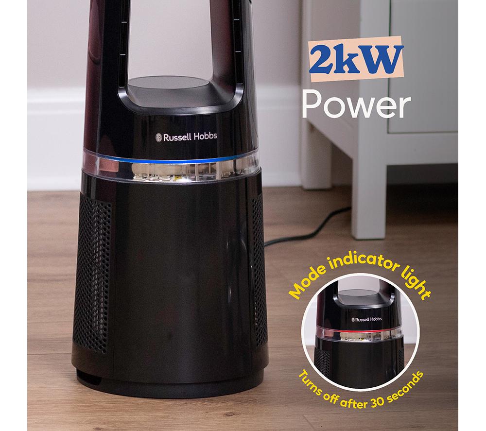 RUSSELL HOBBS RHBLDL25B Hot & Cool Bladeless Tower Fan - Black image number 3 of 16