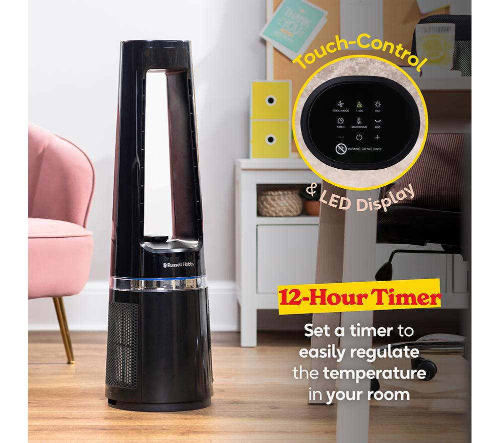 RUSSELL HOBBS RHBLDL25B Hot & Cool Bladeless Tower Fan - Black image number 4 of 16