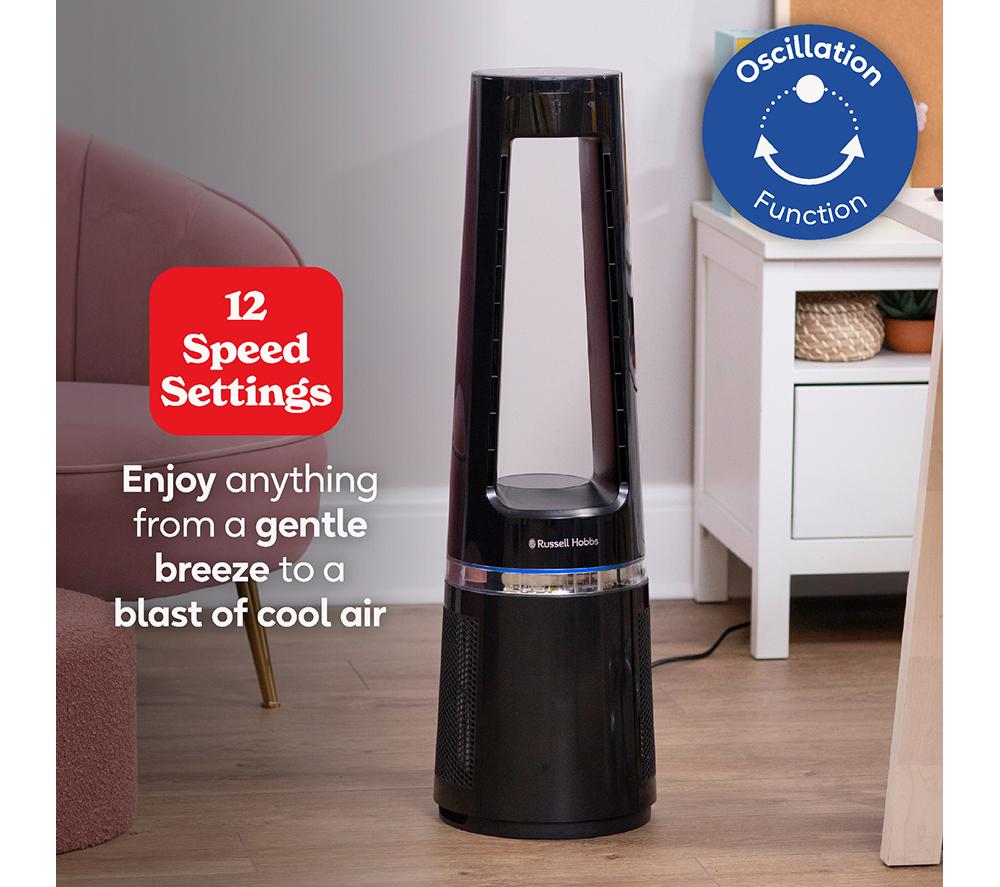 RUSSELL HOBBS RHBLDL25B Hot & Cool Bladeless Tower Fan - Black image number 5 of 16