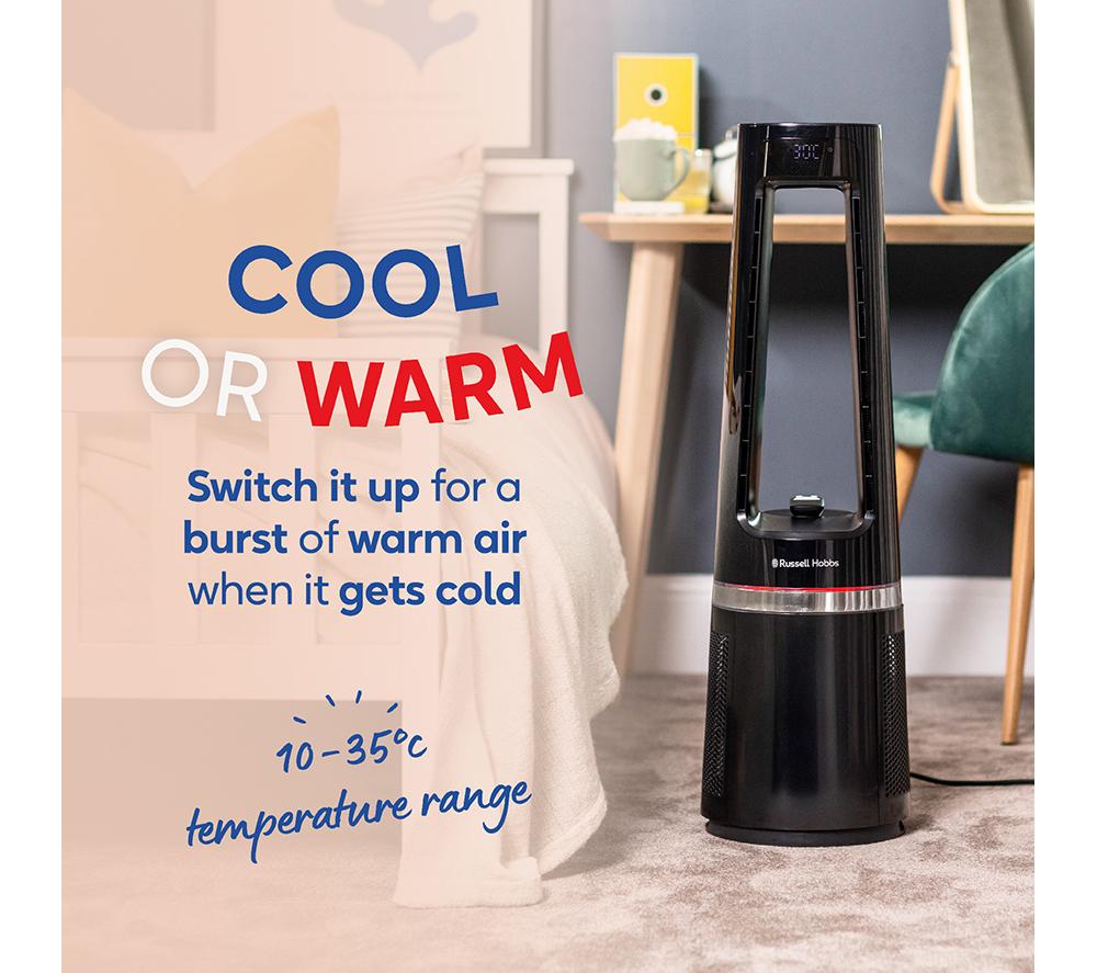 RUSSELL HOBBS RHBLDL25B Hot & Cool Bladeless Tower Fan - Black image number 6 of 16