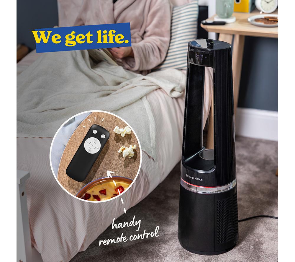 RUSSELL HOBBS RHBLDL25B Hot & Cool Bladeless Tower Fan - Black image number 8 of 16