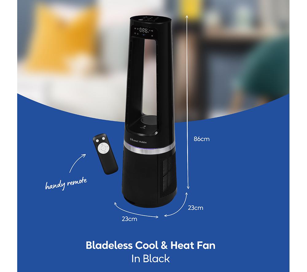 RUSSELL HOBBS RHBLDL25B Hot & Cool Bladeless Tower Fan - Black image number 13 of 16
