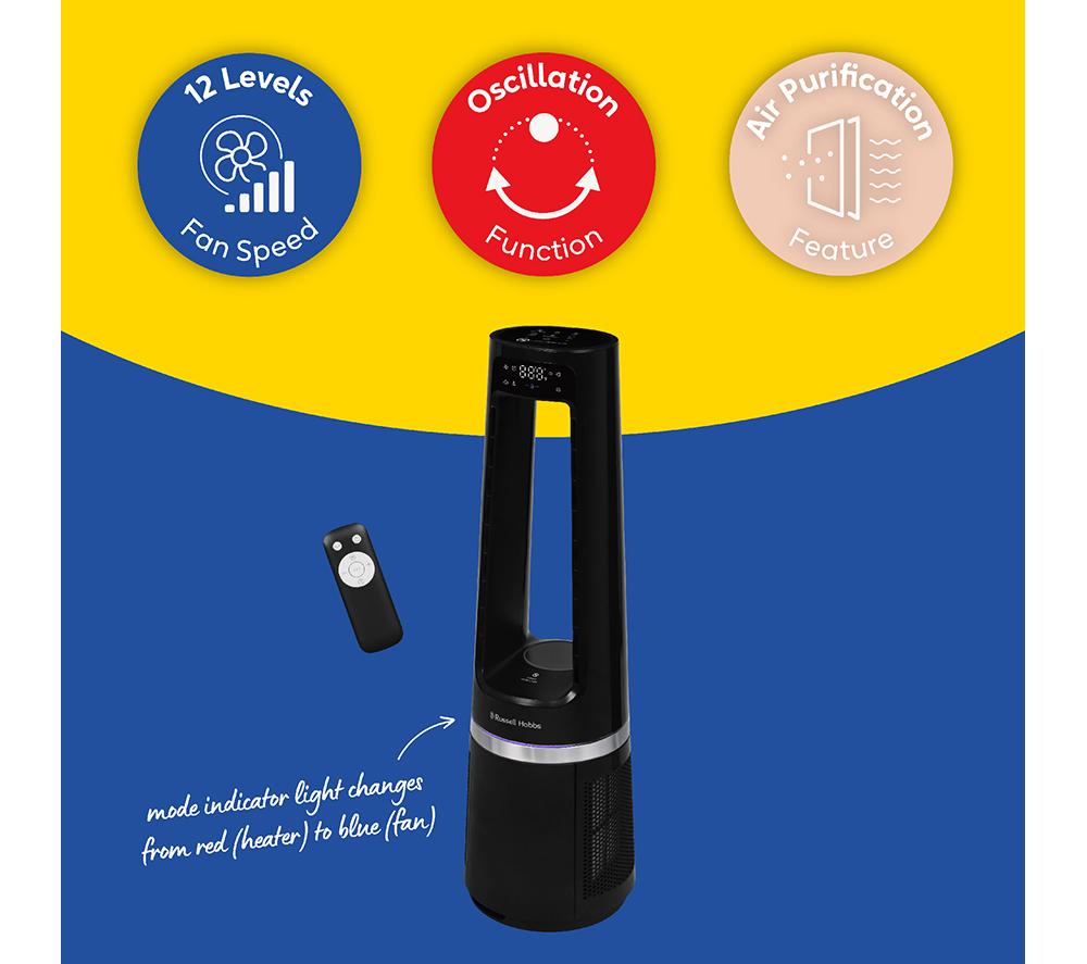 RUSSELL HOBBS RHBLDL25B Hot & Cool Bladeless Tower Fan - Black image number 14 of 16
