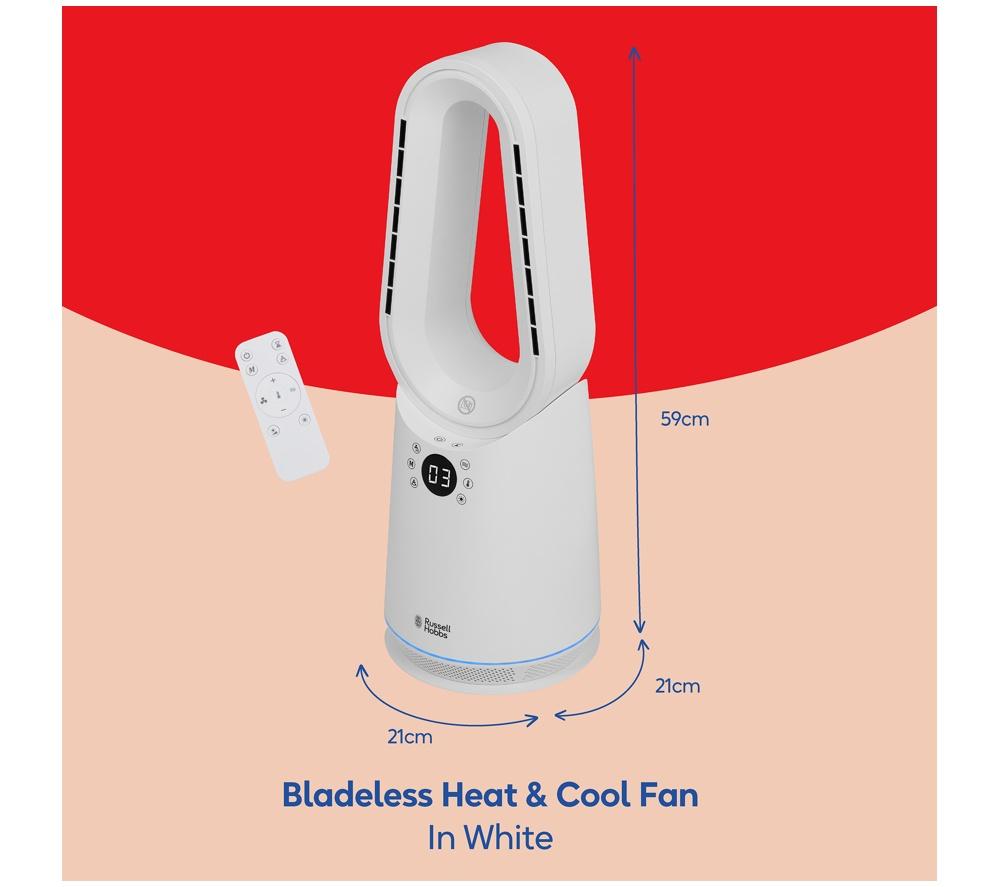 RUSSELL HOBBS RHCBLDL3IN1 Hot & Cool Bladeless Tower Fan - White image number 2 of 12