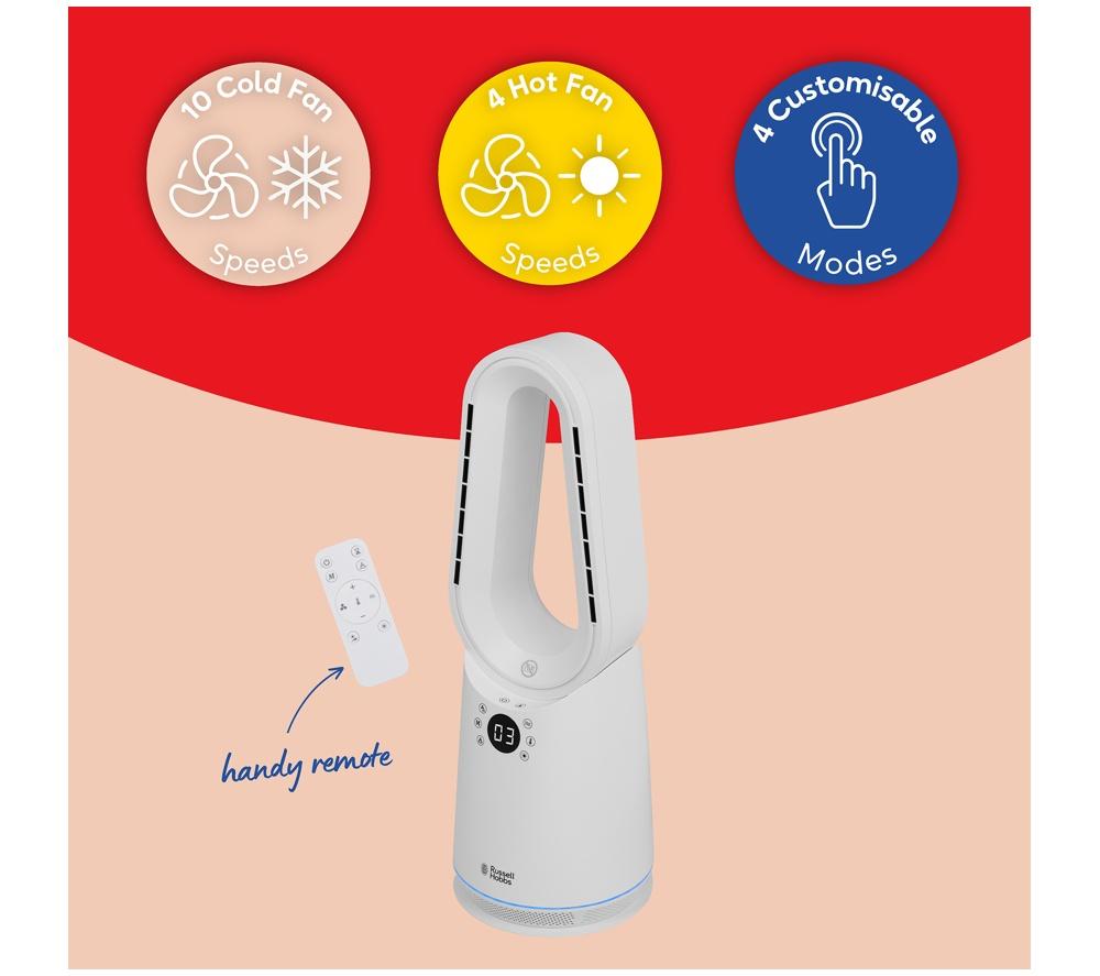 RUSSELL HOBBS RHCBLDL3IN1 Hot & Cool Bladeless Tower Fan - White image number 9 of 12