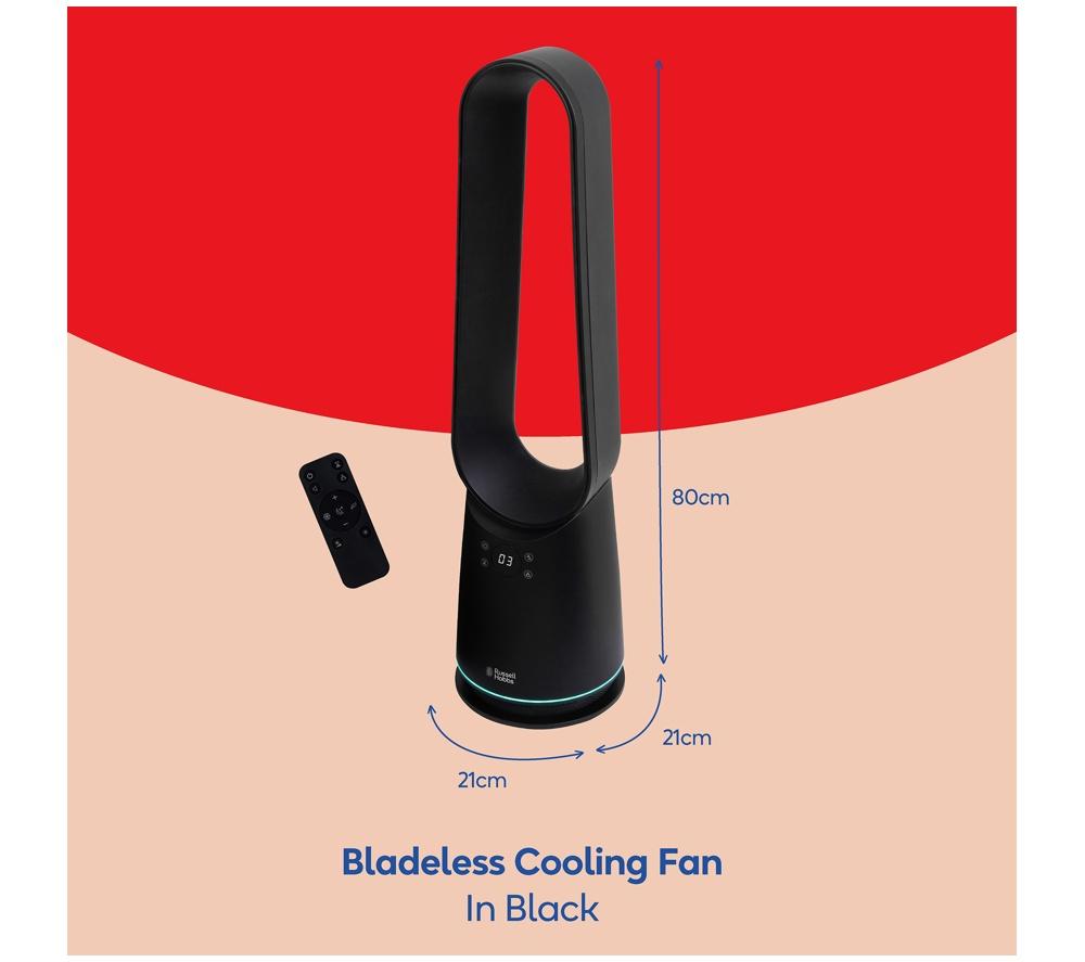 RUSSELL HOBBS RHBLDLC25B 8" Bladeless Tower Fan - Black image number 2 of 12