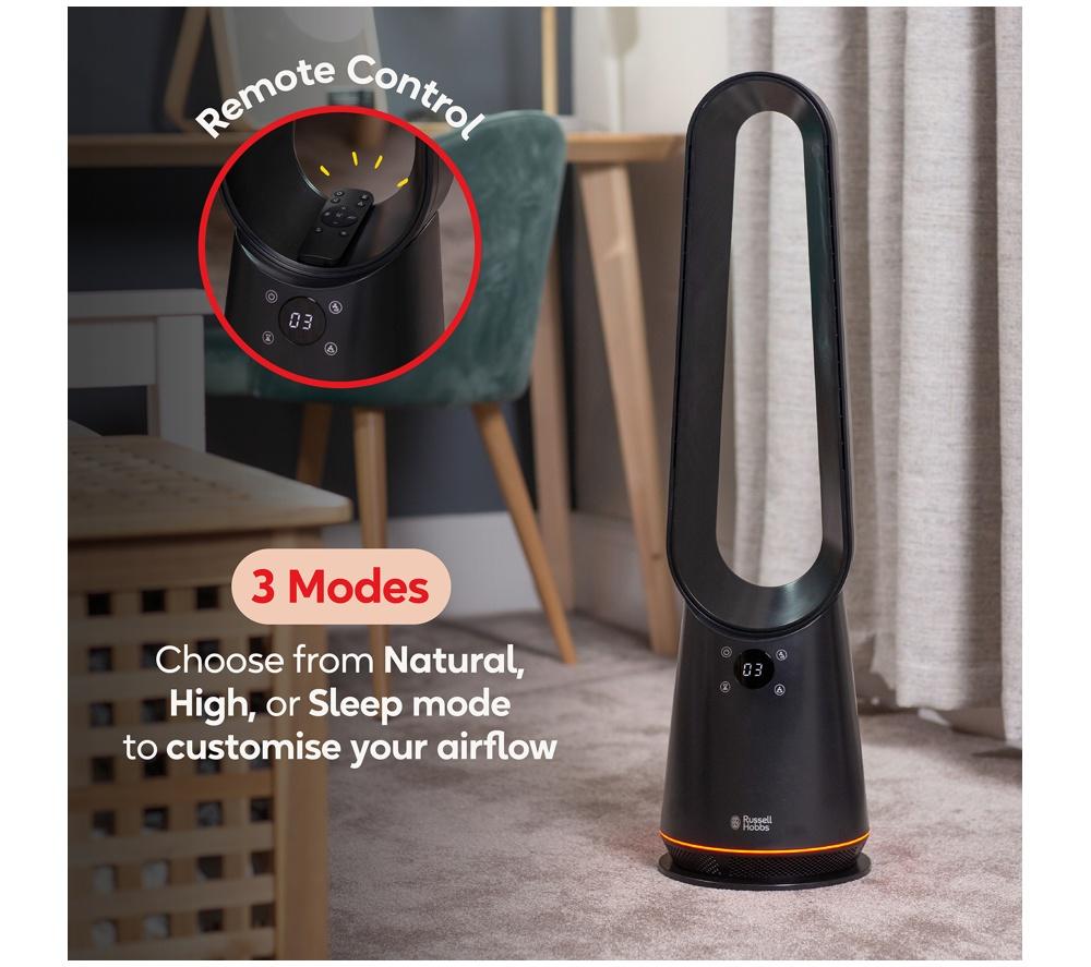 RUSSELL HOBBS RHBLDLC25B 8" Bladeless Tower Fan - Black image number 5 of 12