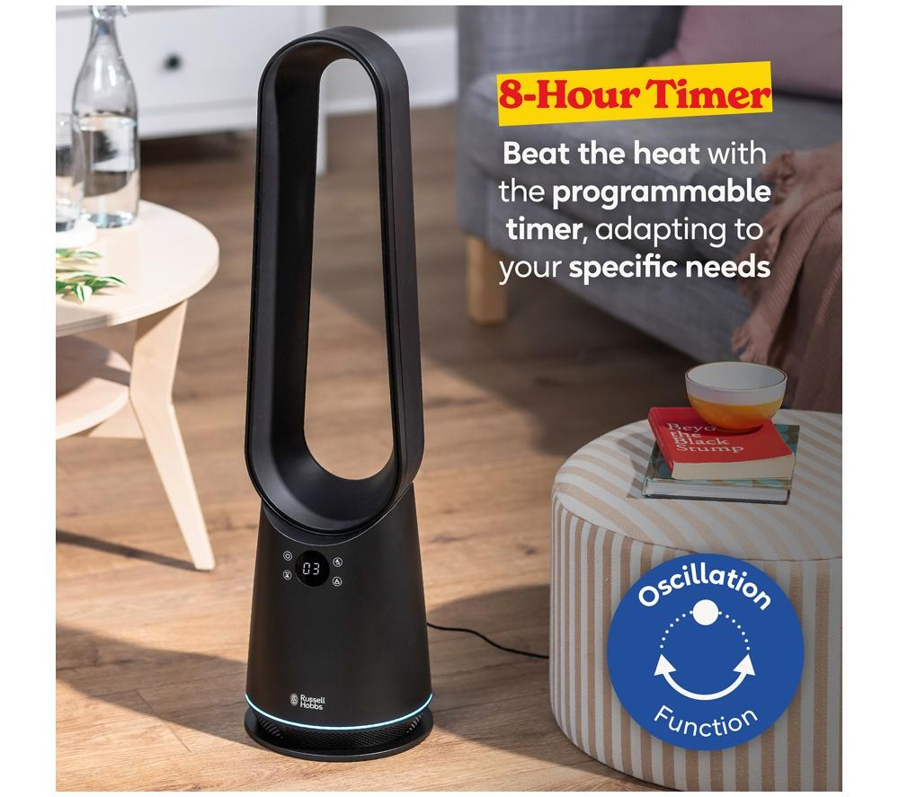 RUSSELL HOBBS RHBLDLC25B 8" Bladeless Tower Fan - Black image number 6 of 12