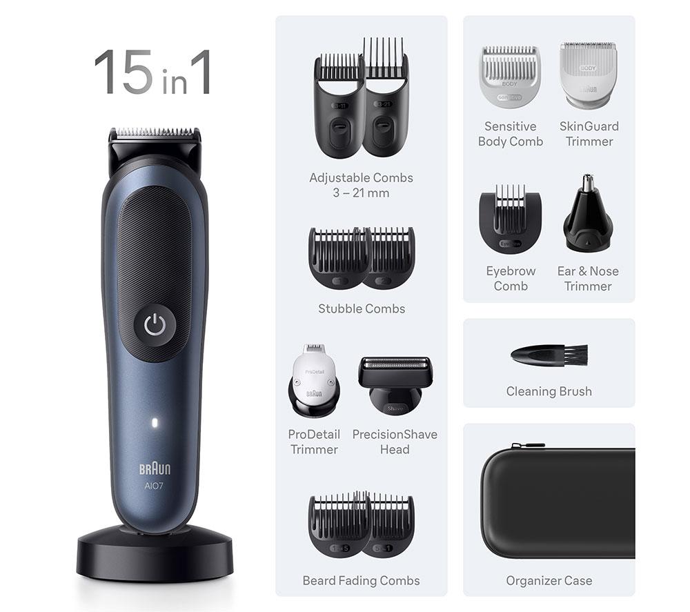 BRAUN All-in-One Series 7, AIO7580, 15in1 Grooming Kit - Blue image number 6 of 6
