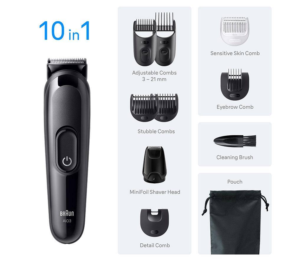 BRAUN All-in-One Series 3 AIO3560 10-in-1 Grooming Kit - Black image number 6 of 6