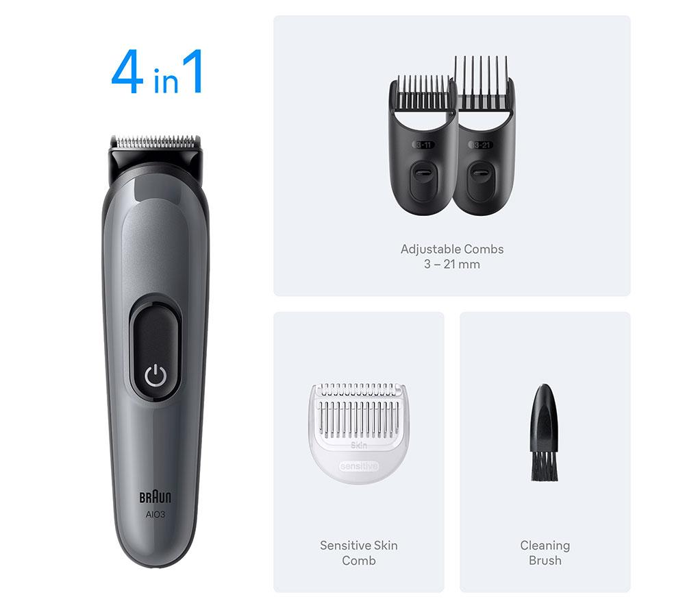 BRAUN All-in-One Series 3 AIO3500 4-in-1 Body Groomer Kit - Grey image number 5 of 5