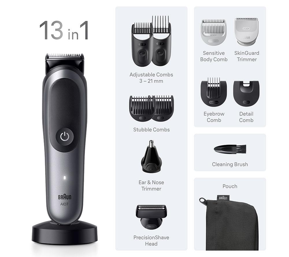 BRAUN All-in-One Series 7 AIO7560 13in1 Grooming Kit - Grey image number 6 of 6
