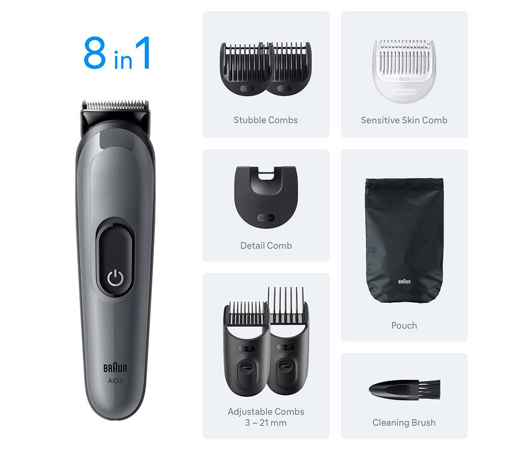 BRAUN All-in-One Series 3 AIO3540 8-in-1 Grooming Kit - Grey image number 6 of 6