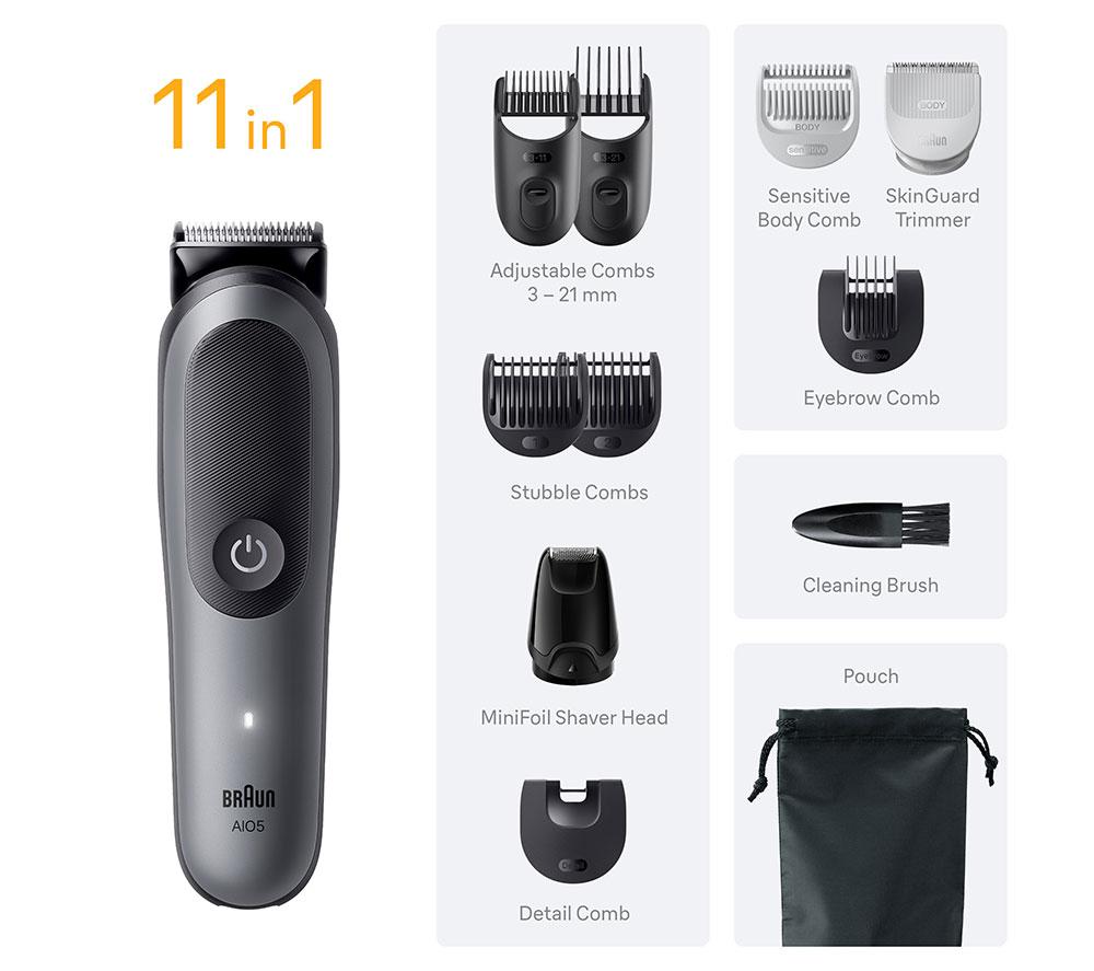 BRAUN All-in-One Series 5 AIO5560 11-in-1 Grooming Kit - Grey image number 6 of 6