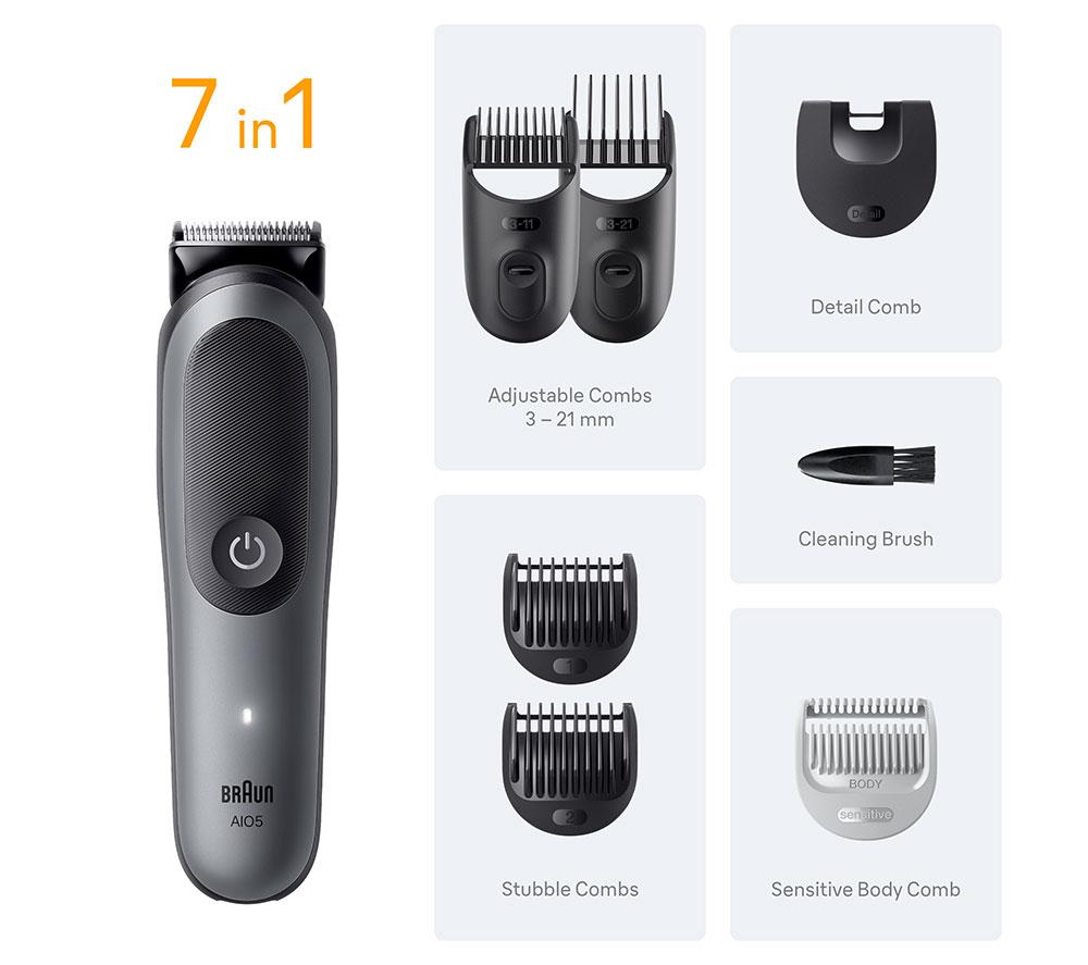 BRAUN Series 5 AIO5520 7-in-1 Wet & Dry Trimmer - Grey image number 6 of 6
