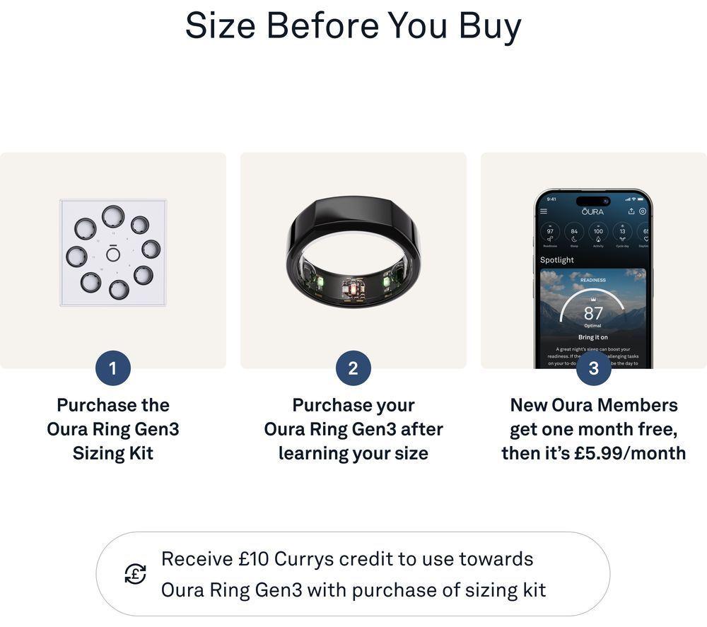 Buy OURA Ring Gen3 Heritage - Black, Size 8 | Currys